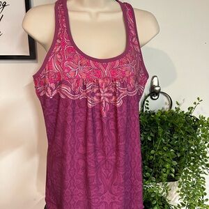 Athleta Racerback Ladies Floral Sleeveless Sports Top Size Large